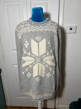 Vintage Ralph Lauren Hand Knit Fair Isle Lambs Wool Snowflake Sweater XL